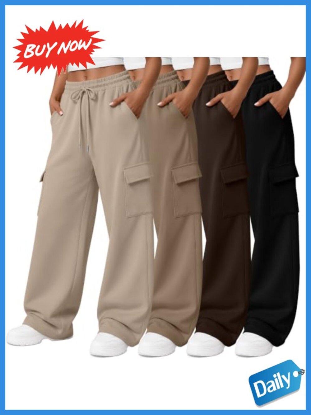 4 Pack Wide Leg Cargo Sweatpants Baggy Lounge Pants